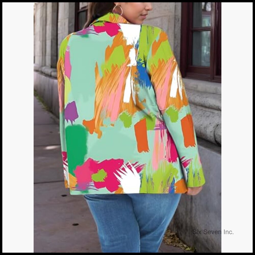 Polyester Blazer Jacket Open Front Long Sleeve Bu… - image 3